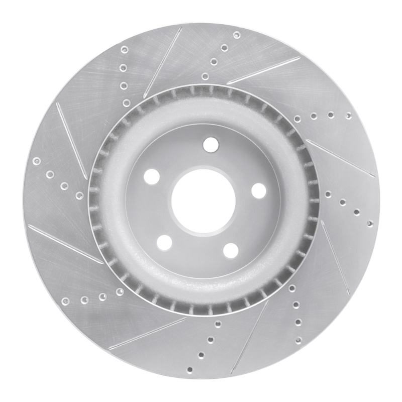Dodge Durango Brake Rotor (1) - Front Right - R1 Concepts - Drilled & Slotted - Silver - `12-`25